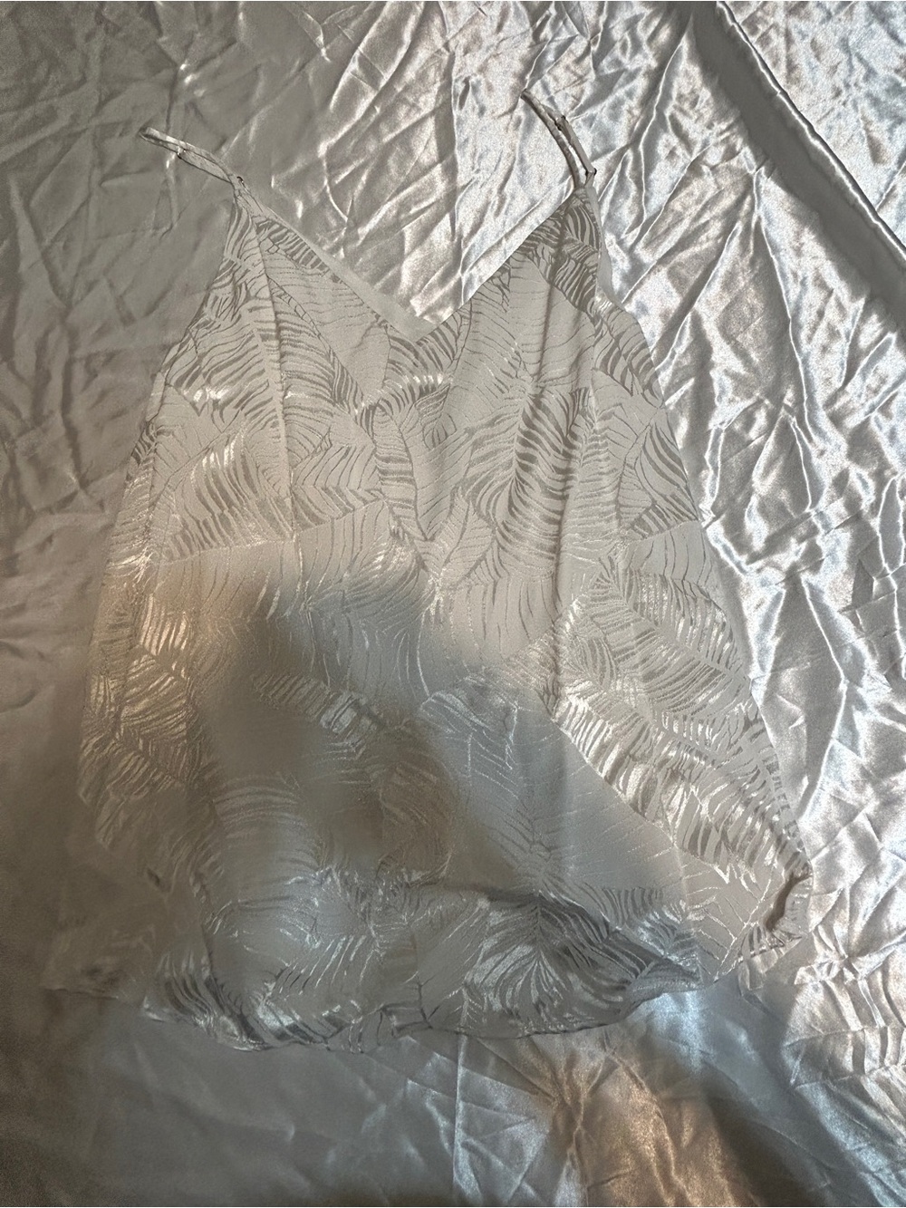 NWT Calvin Klein White Devoré Satin Palm Leaf Burnout Cami Top S